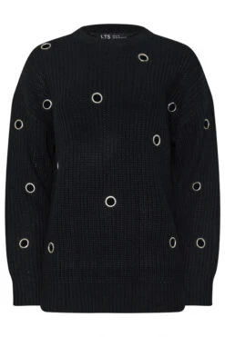 LTS Tall Black Knitted Eyelet Jumper -Evans Boutique 6bd87769 481f 4b 354994 X