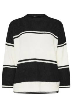 YOURS - Pull Noir & Crème à Rayures En Maille -Evans Boutique 6c8d5ce2 b1f7 44 280481 X