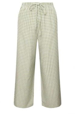 YOURS Curve Pantalon Large à Carreaux Vichy Vert Sauge -Evans Boutique 6c933a99 e7fe 41 310289 X