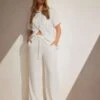 LTS - Pantalon Wide Leg Blanc Effet Lin Tall -Evans Boutique 6d2132e8 fca0 45 355364 197807 L5
