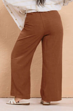 YOURS - Pantalon Wide Leg Rouille Plissé En Lin -Evans Boutique 6d288aba 9844 44 310261 C