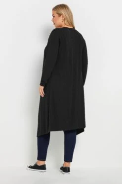 YOURS - Cardigan Noir Nervuré Jersey En Cascade -Evans Boutique 6d41393d b4be 47 321216 C