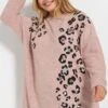 YOURS - Pull Rose Toucher Doux Design Léopard -Evans Boutique 6d8693f6 f27c 47 322299 A