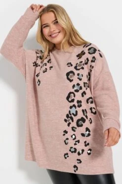 YOURS - Pull Rose Toucher Doux Design Léopard