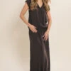LTS Tall Chocolate Brown Acid Wash Side Split Maxi Skirt -Evans Boutique 6dab8020 deda 4c 355980 A