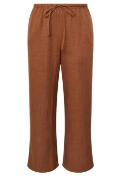 YOURS - Pantalon Wide Leg Rouille Plissé En Lin -Evans Boutique 6dcc6dc9 0a19 41 310261 X