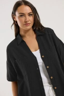 YOURS - Chemisier Noir Ample En Lin 10 YOURS - Chemisier Noir Ample En Lin -Evans Boutique 6e39eefc 5290 43 270067 D