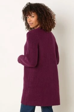 M&Co Berry Red Rib Detailed Edge To Edge Cardigan -Evans Boutique 6e73031f 4469 46 502438 C