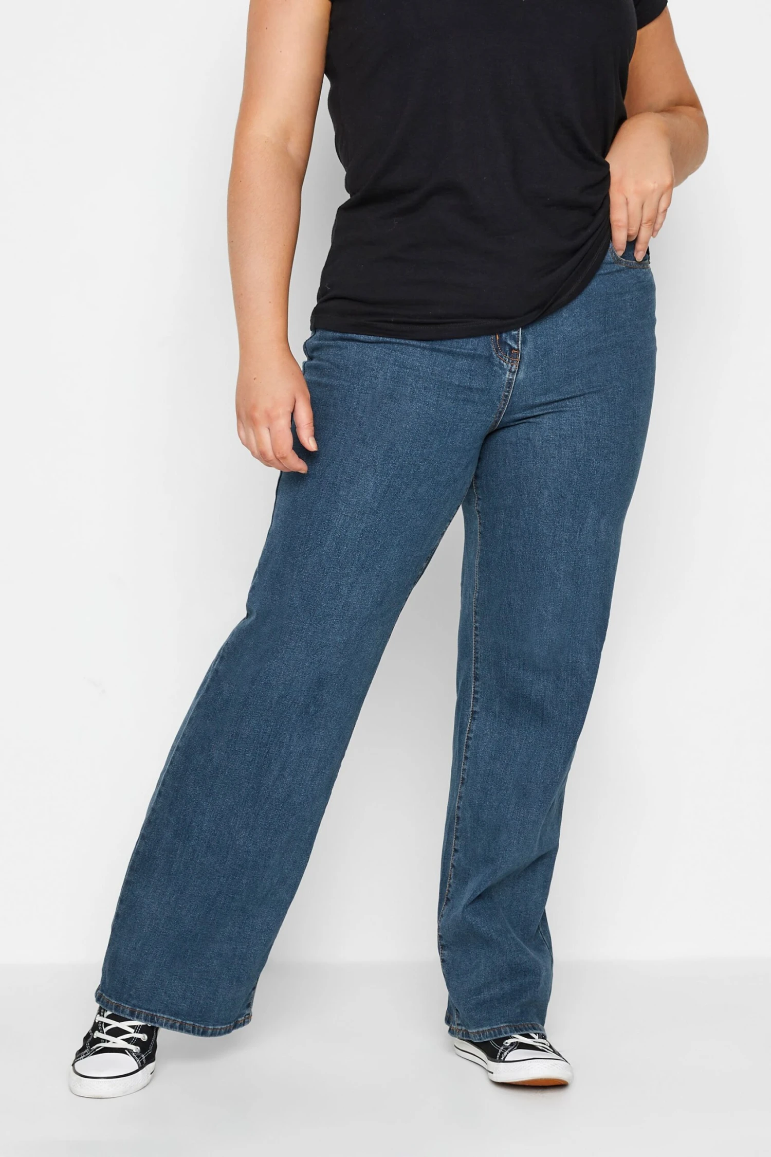LTS Tall Indigo Blue Stretch Wide Leg Jeans 7 LTS Tall Indigo Blue Stretch Wide Leg Jeans – Image 5