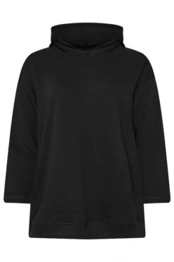 YOURS - Pull En Jersey à Capuche Noir Coupe Oversize -Evans Boutique 6e9e60da b681 44 303600 X