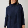 EVANS Curve Navy Blue Knitted Star Roll Neck Jumper 2 EVANS Curve Navy Blue Knitted Star Roll Neck Jumper -Evans Boutique 6ecd7cb4 8408 45 615519 A