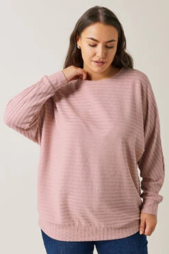 EVANS Curve Pink Ribbed Soft Touch Jumper -Evans Boutique 6ed91d8d 0969 4e 615589 A