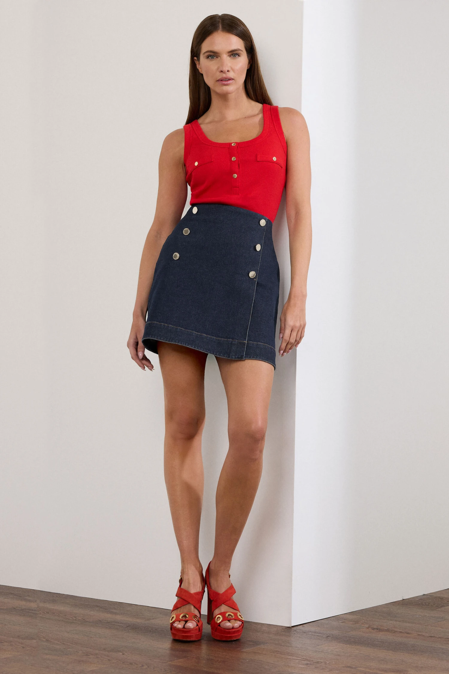 STAR Blue Denim Wrap Mini Skirt 6 STAR Blue Denim Wrap Mini Skirt – Image 4