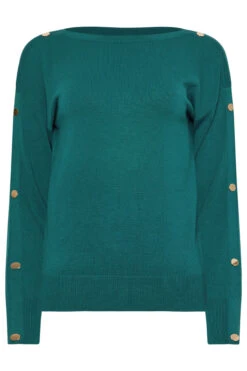 M&Co Teal Blue Button Sleeve Detail Jumper -Evans Boutique 6f0accbd 342e 4c 501597 X
