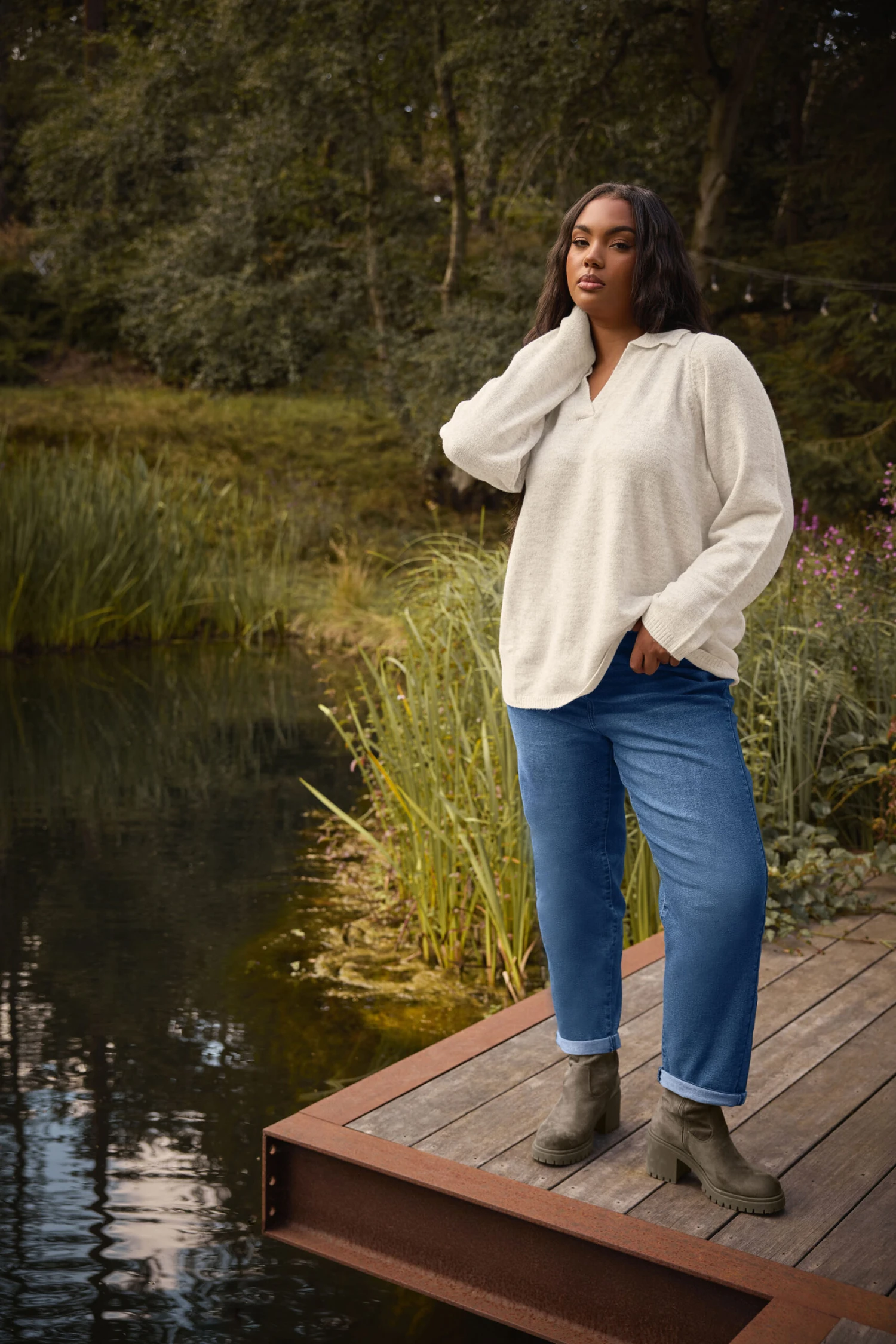 YOURS Curve Pull En Maille à Col Marron Naturel 3 YOURS Curve Pull En Maille à Col Marron Naturel