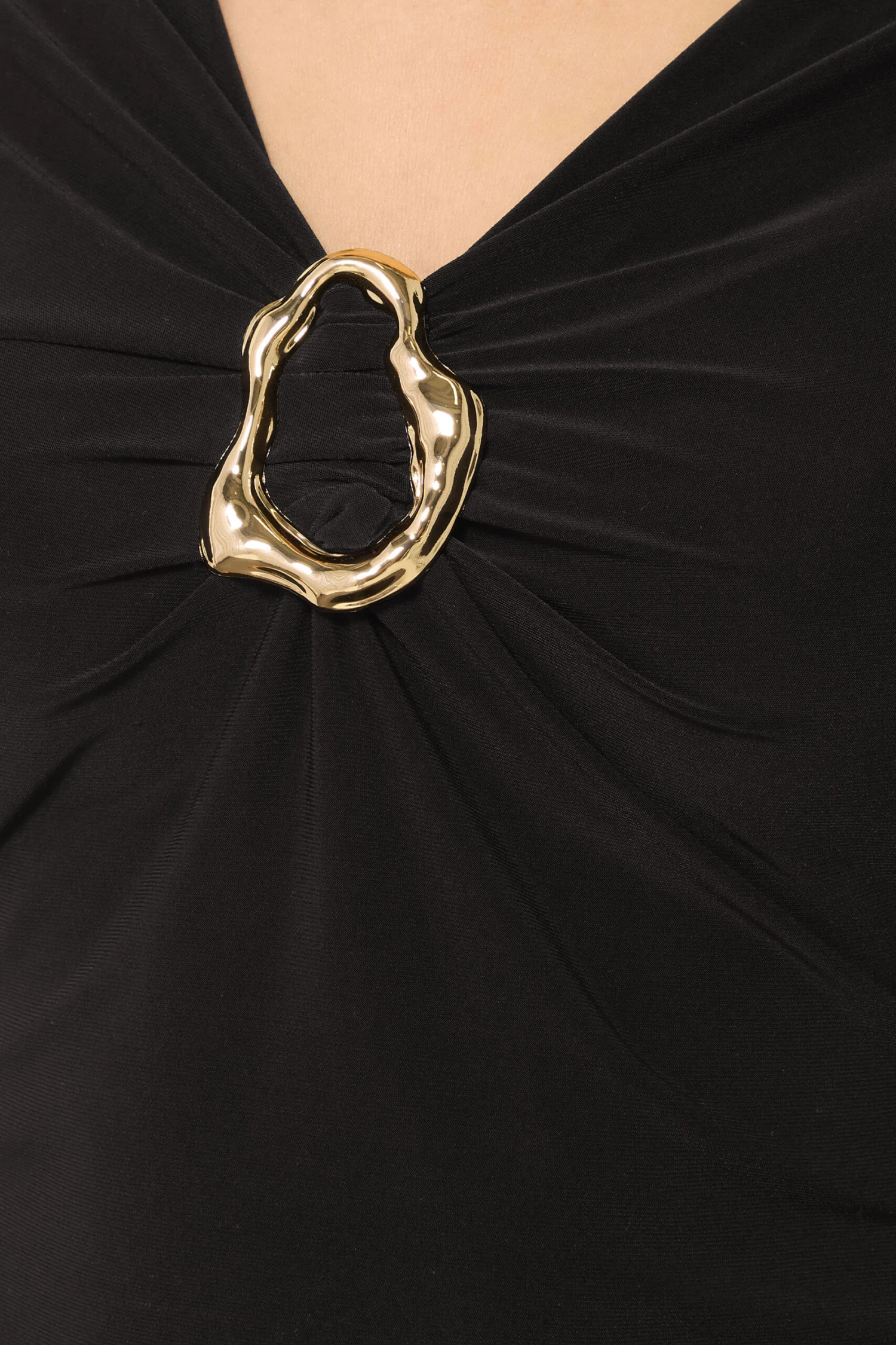 LTS Tall Black Ruched Buckle Top 7 LTS Tall Black Ruched Buckle Top – Image 5