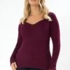 YOURS - Pull Col Cœur Rouge Bordeaux -Evans Boutique 6f739a91 42d2 47 280665 A