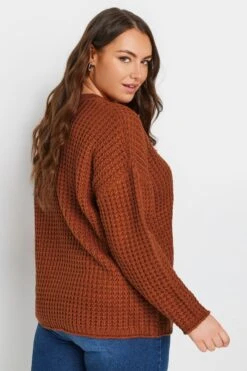 YOURS - Pull Rouille Gauffré En Maille -Evans Boutique 6f7ef4cf 2bff 49 280259 D