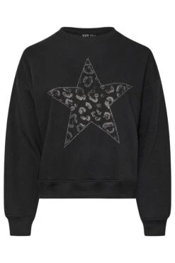 YOURS - Sweatshirt Noir Étoile Léopard à Strass 11 YOURS - Sweatshirt Noir Étoile Léopard à Strass -Evans Boutique 6f87b06a c8fb 48 126655 X