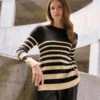 M&Co Black & Cream Stripe Crew Neck Jumper 2 M&Co Black & Cream Stripe Crew Neck Jumper -Evans Boutique 6fbaf4fd ea09 48 502457 500354 L2