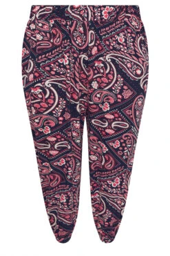 YOURS Curve Pantalon Sarouel Bleu Marine à Imprimé Cachemire -Evans Boutique 6fcf6a1a 7c79 4a 145359 X