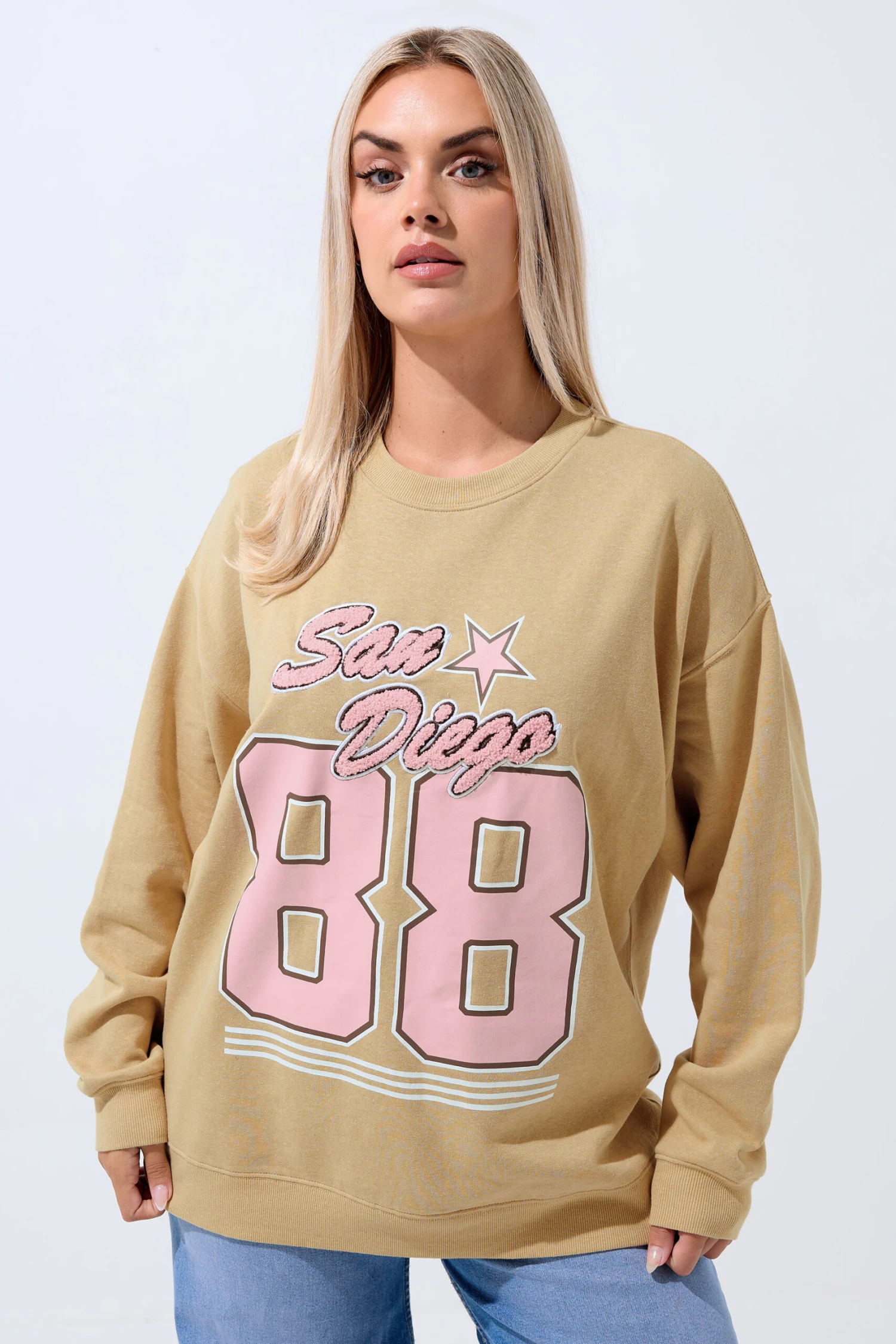 LIMITED COLLECTION Sweat-shirt Curve Beige Marron « San Diego 88 » 3 LIMITED COLLECTION Sweat-shirt Curve Beige Marron « San Diego 88 »