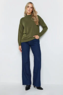LTS Tall Olive Green Turtle Neck Jumper 8 LTS Tall Olive Green Turtle Neck Jumper -Evans Boutique 70798f6d a8c4 4d 353776 B