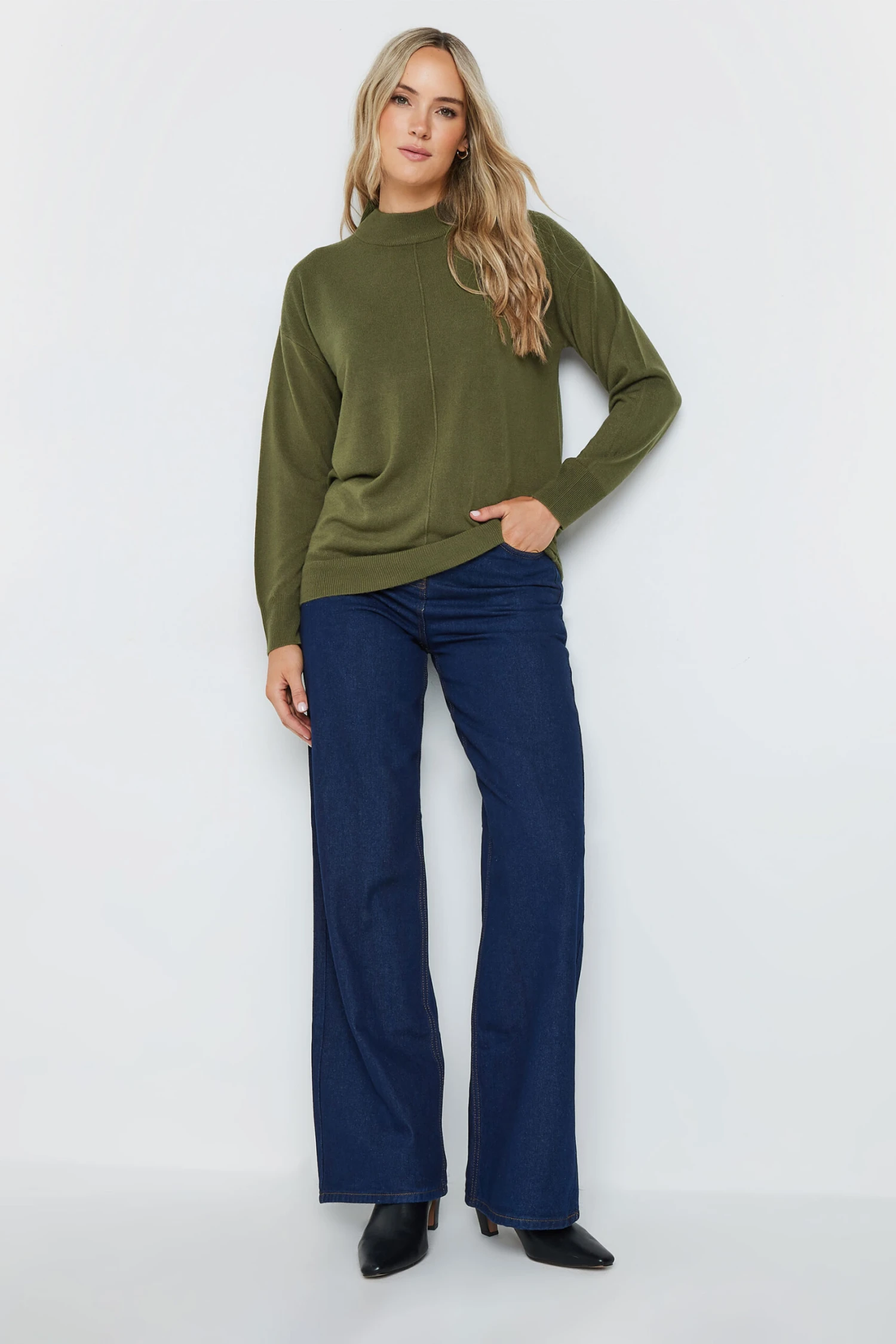 LTS Tall Olive Green Turtle Neck Jumper 4 LTS Tall Olive Green Turtle Neck Jumper – Image 2