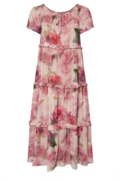 YOURS Curve Robe Mi-longue Rose à Volants Et Imprimé Rose Flou 11 YOURS Curve Robe Mi-longue Rose à Volants Et Imprimé Rose Flou -Evans Boutique 708eb950 606f 44 160363 X