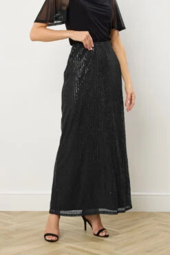 LTS Tall Black Sequin Maxi Skirt -Evans Boutique 71053d97 02c4 4b 356462 B