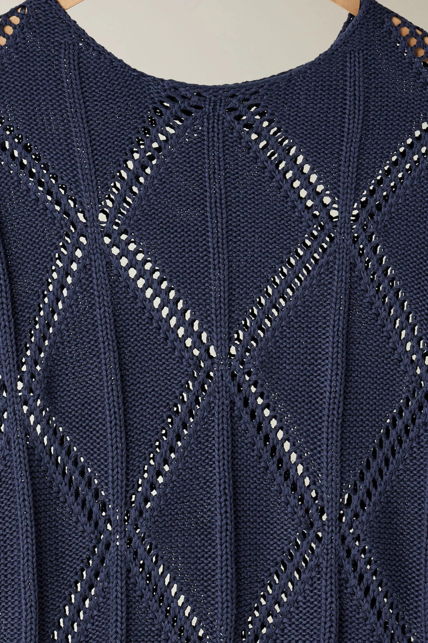 EVANS Curve Navy Blue Diamond Pointelle Jumper 9 EVANS Curve Navy Blue Diamond Pointelle Jumper – Image 7