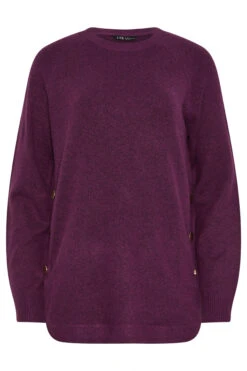LTS Tall Purple Knitted Button Side Jumper 11 LTS Tall Purple Knitted Button Side Jumper -Evans Boutique 7189b7b3 adf8 40 356069 X