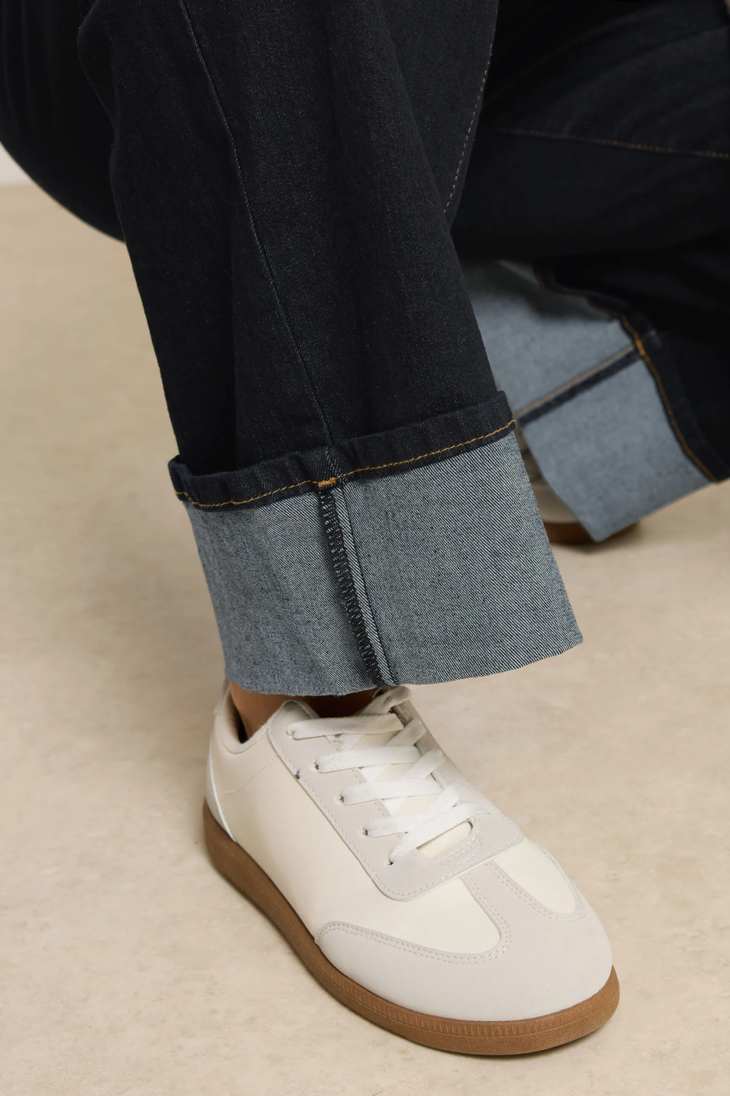 LTS Tall Dark Blue Turn Up Wide Leg Jeans 7 LTS Tall Dark Blue Turn Up Wide Leg Jeans – Image 5