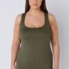 EVANS Curve Khaki Green Square Neck Vest Top