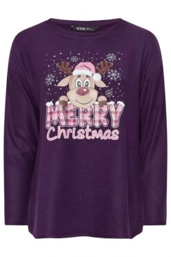 YOURS - Sweatshirt Violet 'Merry Christmas' Renne De Noël 12 YOURS - Sweatshirt Violet 'Merry Christmas' Renne De Noël -Evans Boutique 7293e747 dc56 4c 303824 X