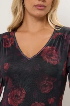 YOURS Curve Robe Longue Noire En Maille Fleurie -Evans Boutique 732ac173 93c2 41 270343 D