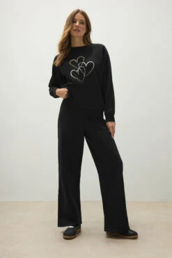 M&Co Black Multi Animal Heart Print Sweatshirt