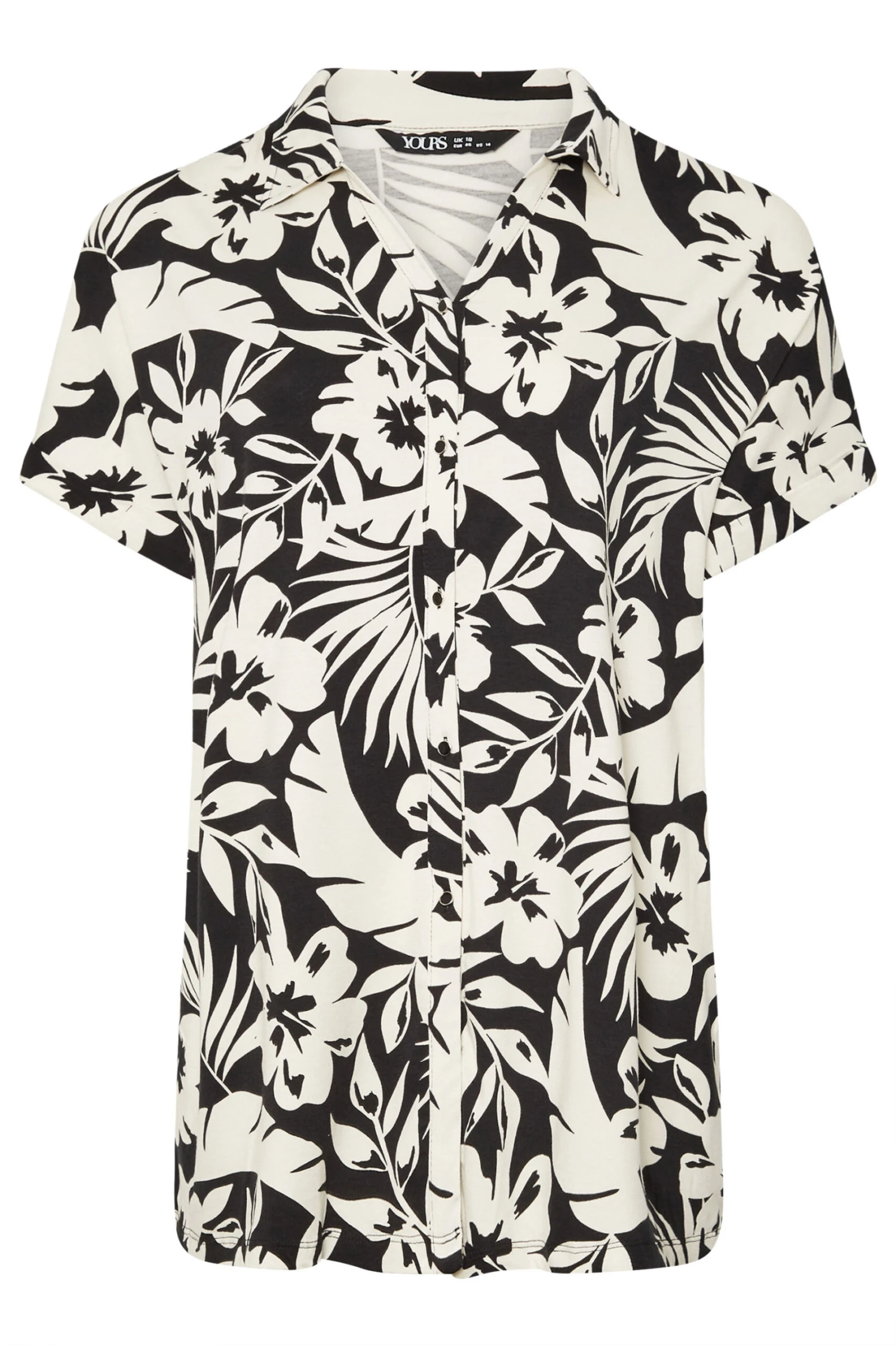 YOURS - Chemisier Noir & Blanc Texturé Imprimé Floral 9 YOURS - Chemisier Noir & Blanc Texturé Imprimé Floral – Image 7