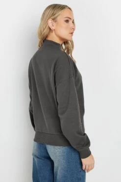 LTS Tall Charcoal Grey High Zip Neck Sweatshirt -Evans Boutique 7462ced3 4b51 42 355292 C