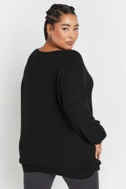 YOURS - Pull Noir En Maille Manches En Ballons 9 YOURS - Pull Noir En Maille Manches En Ballons -Evans Boutique 74825afb 3947 4d 280426 C