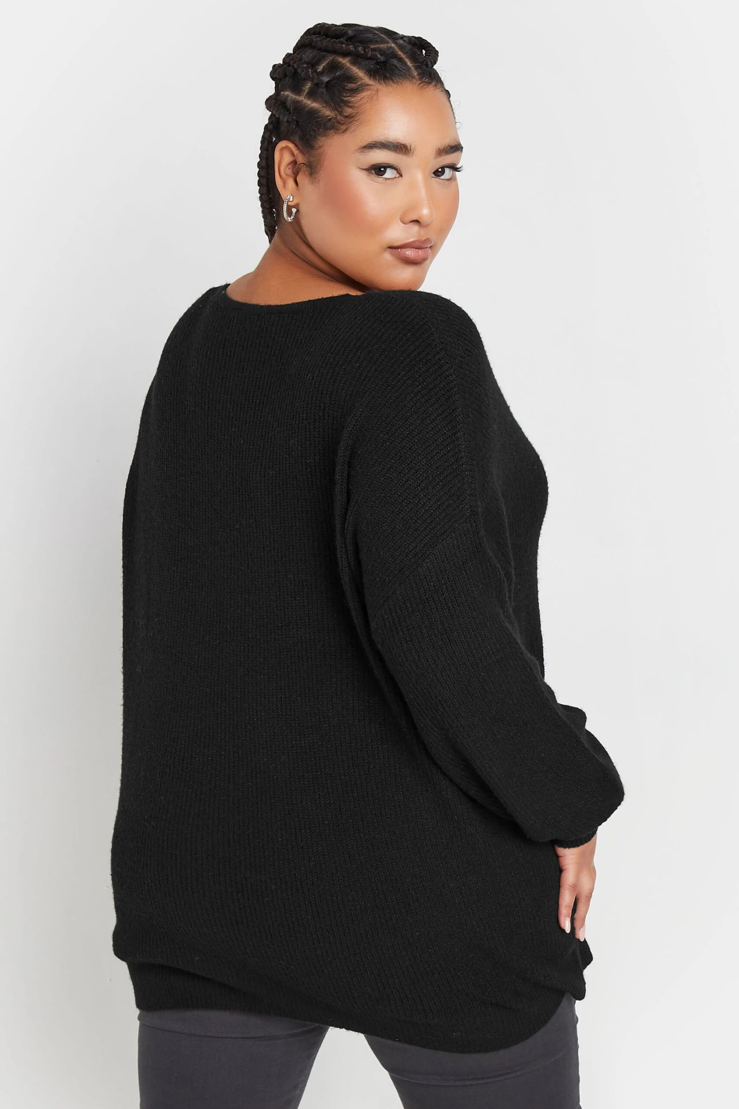 YOURS - Pull Noir En Maille Manches En Ballons 5 YOURS - Pull Noir En Maille Manches En Ballons – Image 3