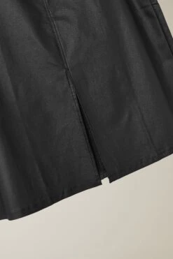 EVANS Curve Black Coated Split Hem Midi Skirt -Evans Boutique 748c4188 7cbe 40 615624 P1