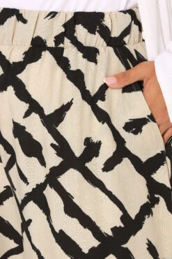 YOURS Curve Pantalon Large à Imprimé Abstrait Marron Naturel -Evans Boutique 749920e7 aba4 40 304210 D