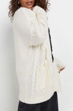 YOURS - Cardigan Crème Design En Maille Manches Longues -Evans Boutique 74d70d36 4bc0 43 280471 C