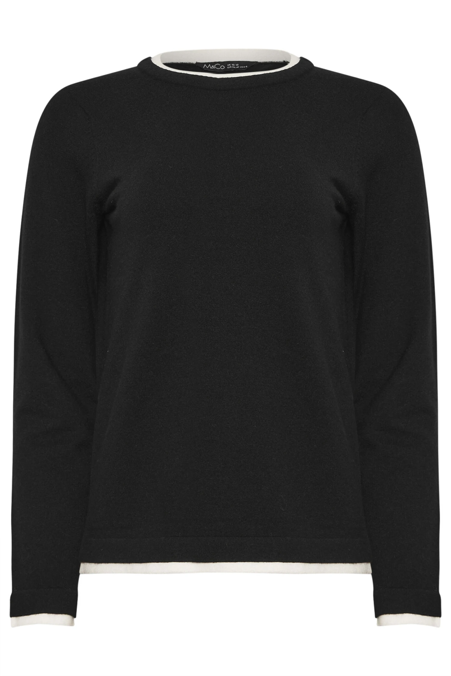 M&Co Black Contrast Tipped Crew Neck Jumper 8 M&Co Black Contrast Tipped Crew Neck Jumper – Image 6