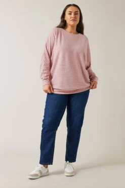EVANS Curve Pink Ribbed Soft Touch Jumper -Evans Boutique 7541821c 402f 4e 615589 B