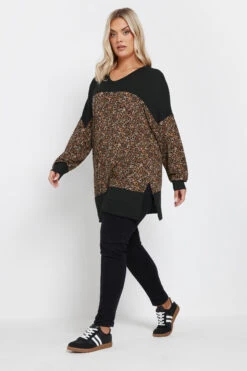 YOURS - Top Noir & Marron Design Léopard Block De Couleur 8 YOURS - Top Noir & Marron Design Léopard Block De Couleur -Evans Boutique 75f8a2cf 0a98 4c 303783 B