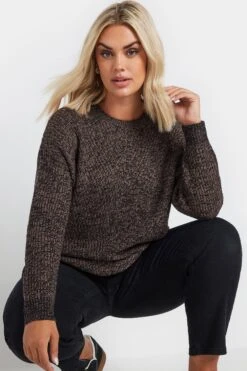 YOURS - Pull Marron Texturé En Maille 10 YOURS - Pull Marron Texturé En Maille -Evans Boutique 764b416b f00b 4f 280364 D