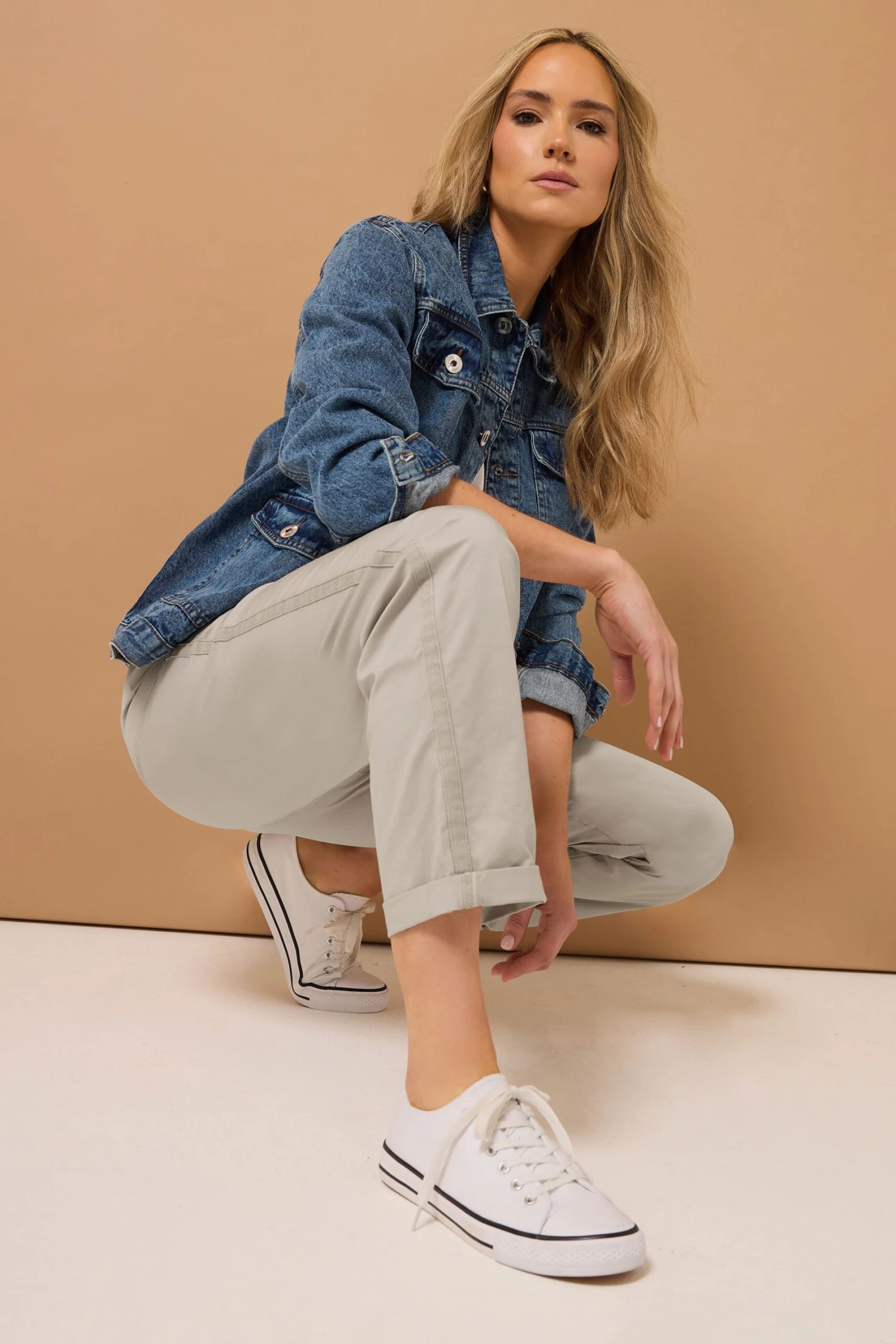 LTS Tall Stone Brown Cotton Straight Leg Chino Jeans 4 LTS Tall Stone Brown Cotton Straight Leg Chino Jeans – Image 2