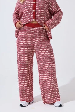 LIMITED COLLECTION Pantalon Large Red Boucle -Evans Boutique 76a62847 73d9 4a 216962 A